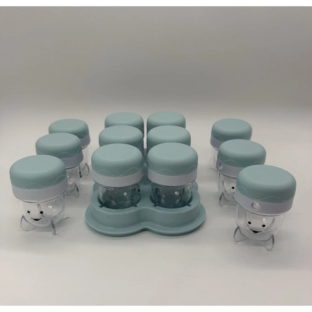 Baby Bullet Food Container With Lids Date Ring 12 Replacement Jars With 1 Tray